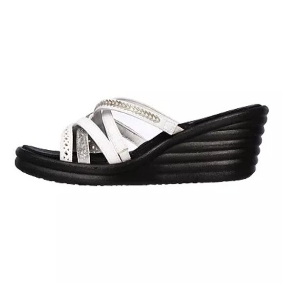 NOT FOR SALE Skechers Rumbler Wave New Lassie Wedge Sandals Memory Foam Size 8.5 - Picture 1 of 9
